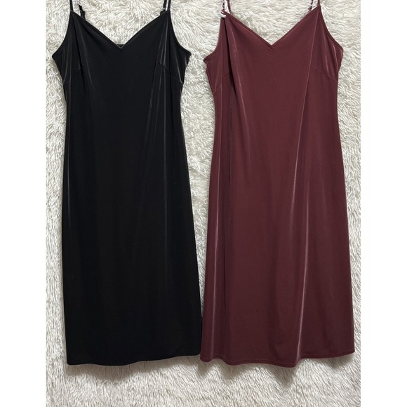 Lot of 2 Time and Tru Sleeveless Velvet Slip Dresses Size Medium 8-10 Gray Pink - Picture 1 of 16